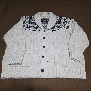 L.L. Bean Cream and Black Cardigan Sweater